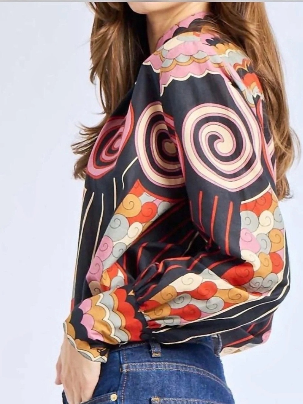 NEW Mille Freya Cotton Blouse Geometric Boho - Picture 2 of 7